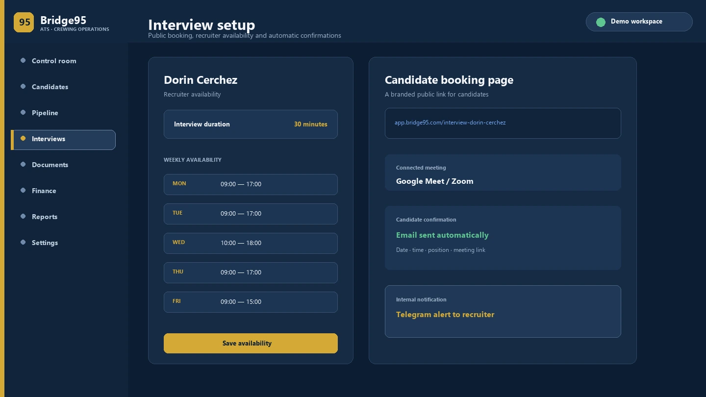 4. Prepare the interview — Bridge95 demonstration interface
